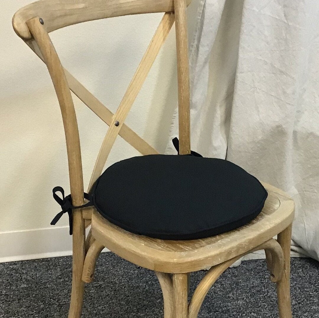 Round Bistro Cushion Duck Canvas Solid Fabric Indoor Use Only Rustic