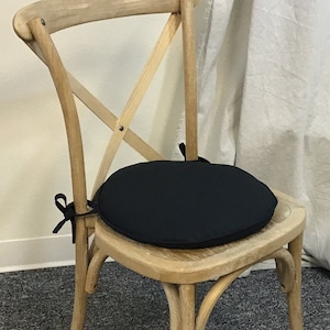 Round bistro cushion - Duck Canvas Solid Fabric - Indoor Use Only - Rustic Tie Back Chair Cushion - Shabby Chic Cushion - round chair pads