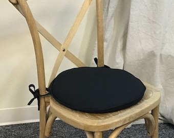 Round Bistro Chair Cushion: Duck Canvas with Tie Backs