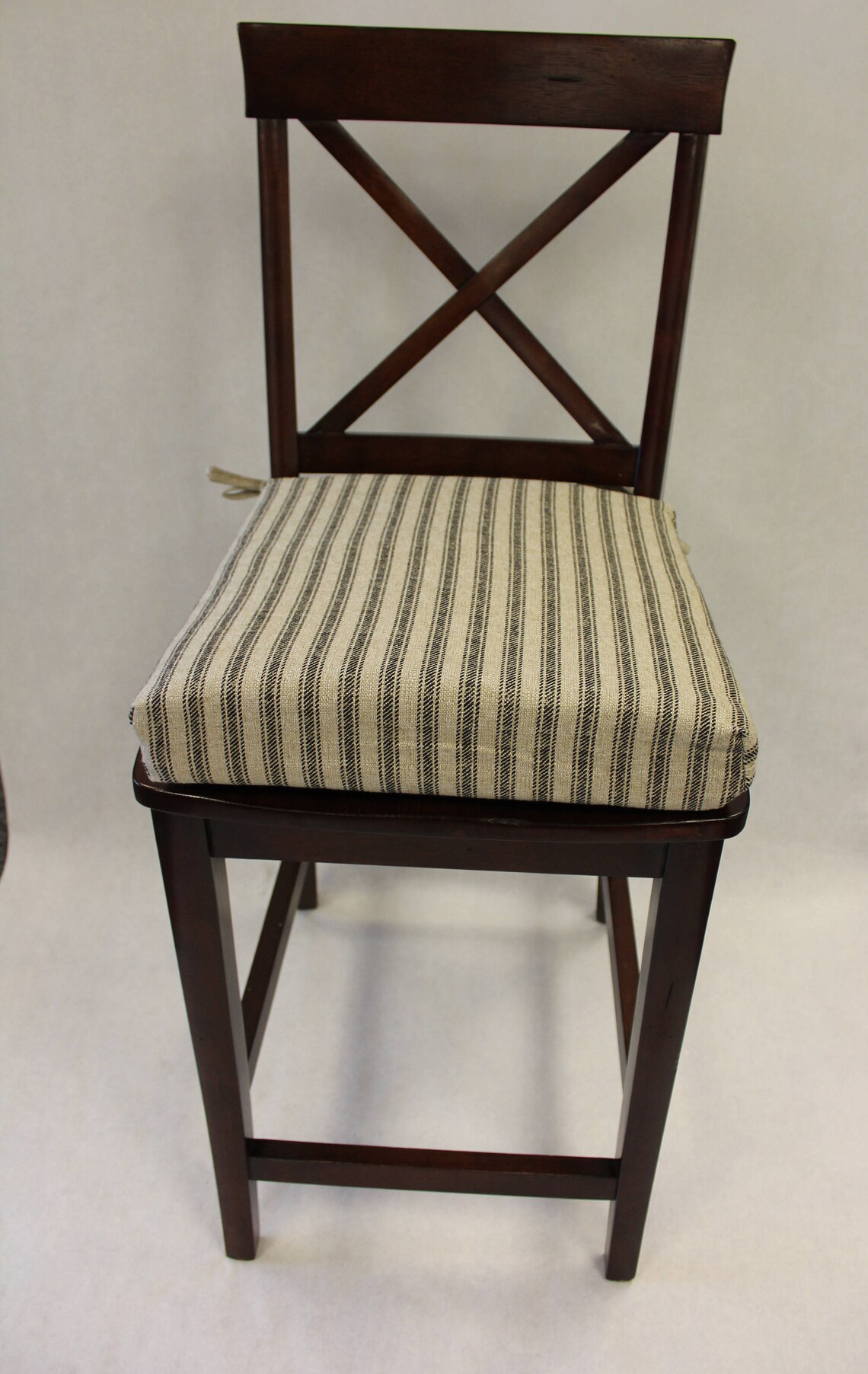 Black Ticking Stripe Chair Cushions Rustic home decor stool Etsy