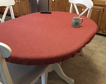 Oval fitted drawstring tablecloth - machine washable - Solid color Jackson fabric table cover - Indoor or outdoor use