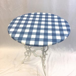 Round Indoor/Outdoor Drawstring Tablecloth - Water repellent - Soil/Stain Resistant - UV Fade Resistant - custom sizes 24&quot;-72&quot; Plaid Blue