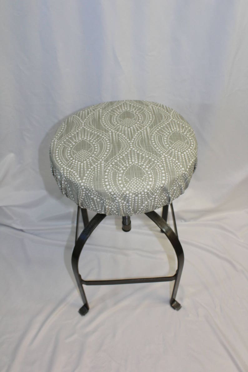 Fitted elasticized round bar stool slipcover vanity stool Etsy