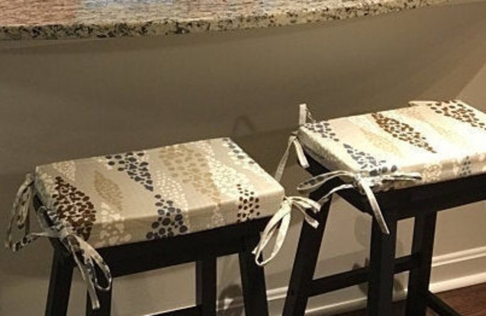 Saddle Stool Seat Cushion W/ Ties, Rectangular or Square Cover, Kitchen