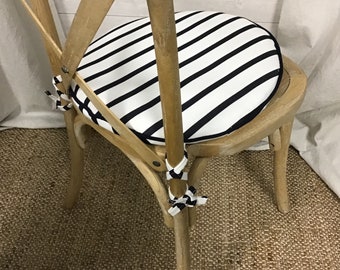 Custom Sunbrella Round Bistro Chair Pad Cushion - 1.75" Thick With Ties - Made In USA
