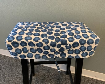 Blue & White Saddle Stool Slipcover: Prussian Canvas Fabric