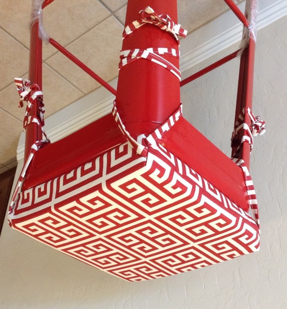 Square bar stool cushion Red on Cream Cotton Twill Bar stool Etsy