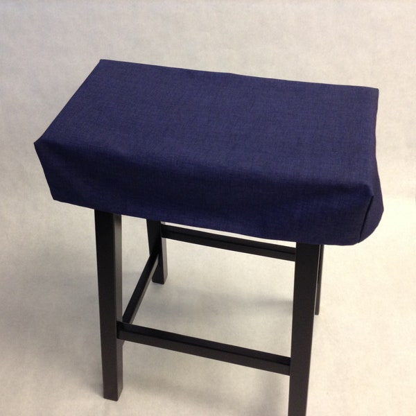 Fitted saddle stool seat cushion, rectangular or square cover, custom made many sizes & colors. Solid colored rectangular stool covers