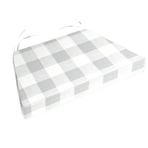 Chair Cushions Buffalo Plaid French Grey - White Check Fabric, Replacement Chair Cushion Rustic chair pad, 18&quot; double ties, Chair Cushions,