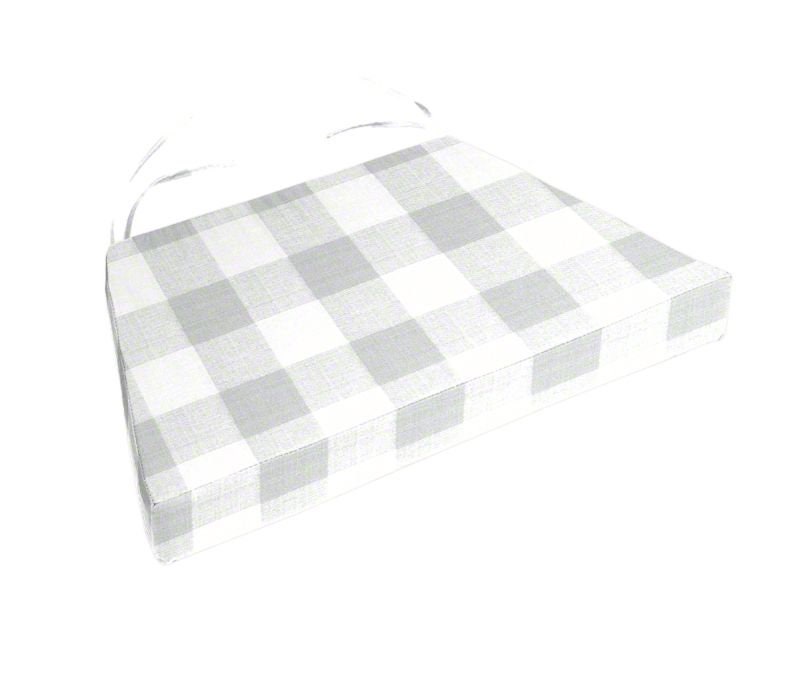 Chair Cushions Buffalo Plaid French Grey White Check Fabric Replacement Chair Cushion Rustic Chair Pad 18 Double Ties Chair Cushions Etsy