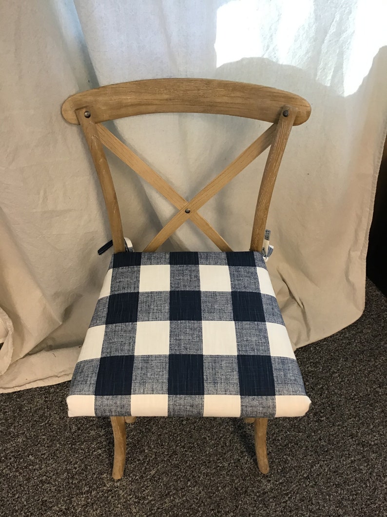 Chair Cushions Buffalo Plaid Blue and White Check Fabric - Etsy