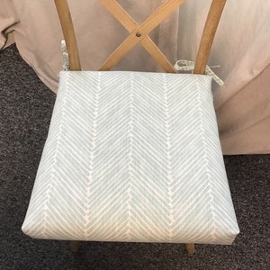 Kitchen Chair or Barstool Cushion in Griffen Snowy Slub Canvas Fabric, Replacement Chair Cushion, Customizable, 18&quot; ties at back corner