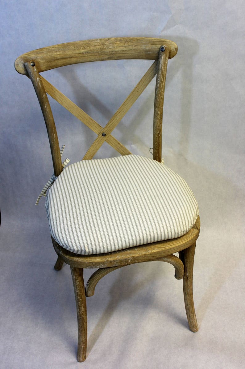 Ticking Fabric Chair Cushion Rustic Tie Back Chair Cushion Etsy
