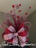 Christmas Tree Topper Bow /whimsical/ tree topper/ zig zag/ chevron/ red white/ candy cane/ glitter sparkle