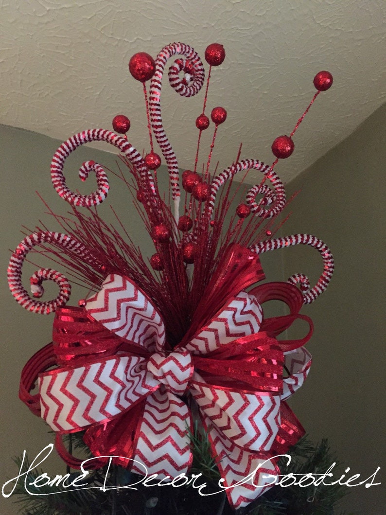 Christmas Tree Topper Bow /whimsical/ Tree Topper/ Zig Zag/ Etsy