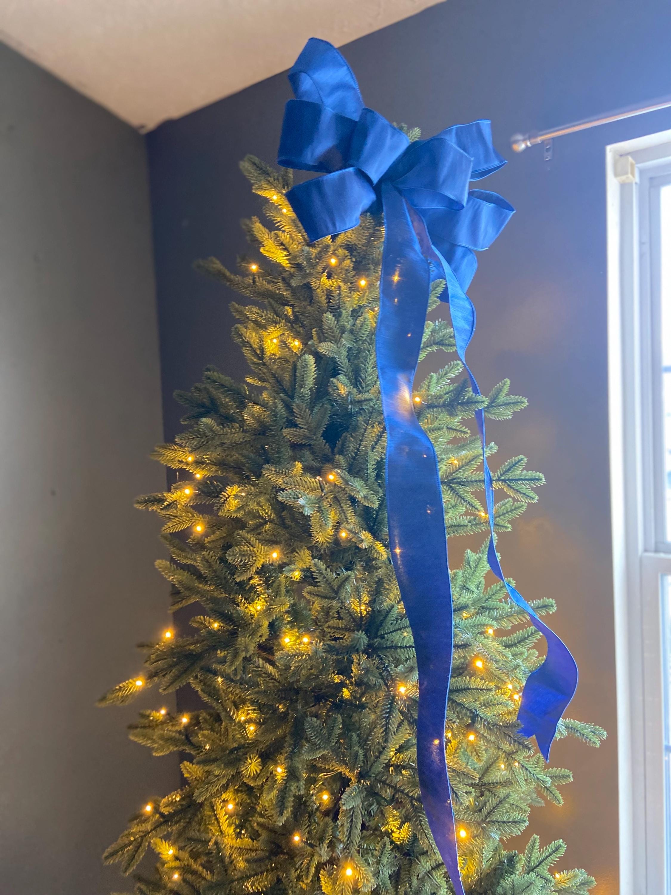 Ralph Lauren Blue Christmas Tree Topper Bow, Holiday Decor, Blue Velvet ...