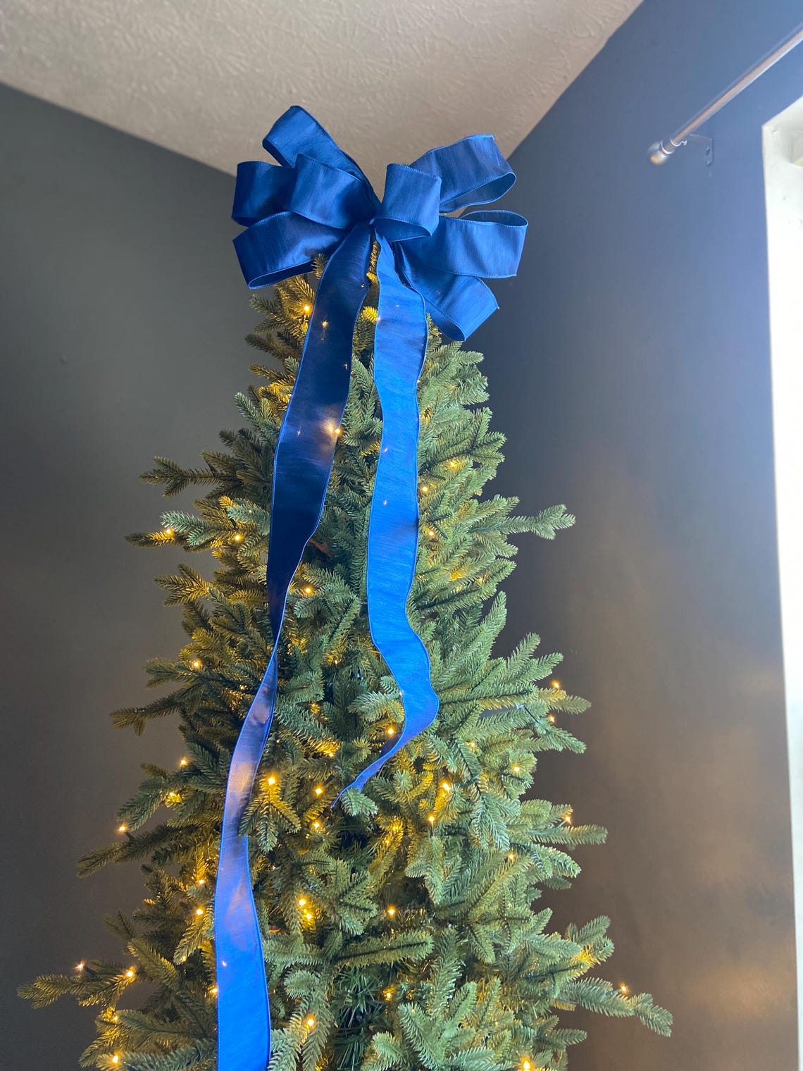 Ralph Lauren Blue Christmas Tree Topper Bow, Holiday Decor, Blue Velvet ...
