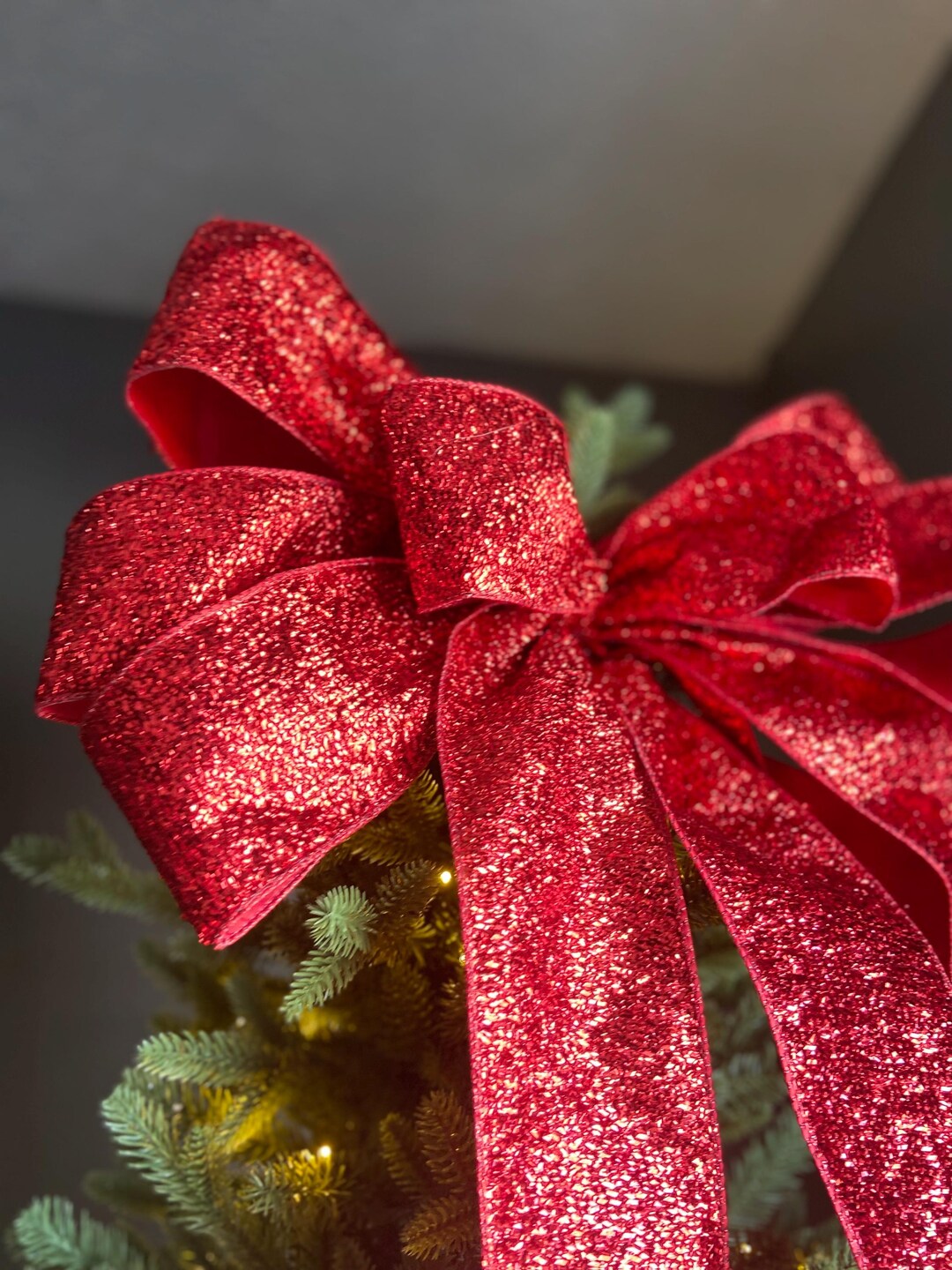 Ralph Lauren Red Christmas Tree Topper Bow, Holiday Decor, Red Tree ...