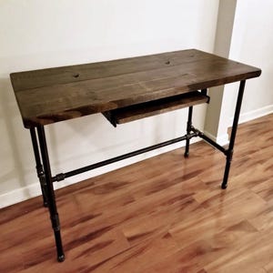 Steel and Wood Desk with Keyboard Tray