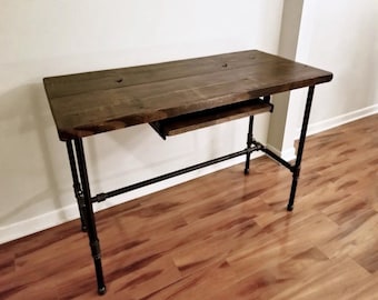 Steel and Wood Desk with Keyboard Tray