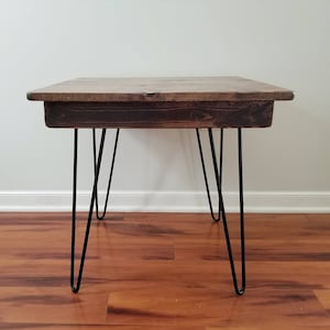 Steel and Wood Side Table - Hairpin Style