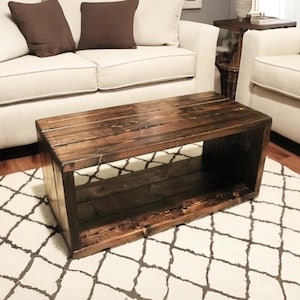 Modern Organic Solid Wood Box Coffee Table - Fully Assembled - No Tools Required