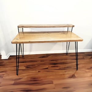 Steel and Wood Desk - Monitor Shelf - Real Wood Furniture - Rustically Modern - Free Shipping