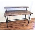 Steel and Wood Desk - Office Iron Pipe Desk with Monitor Shelf - Customizable