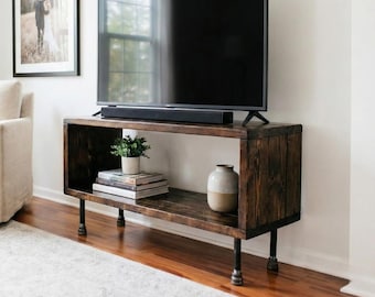 Wood Media Table: Rustic Vinyl Record Storage - Easy Assembly
