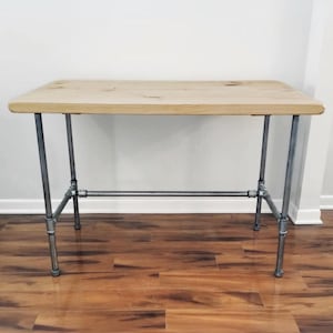 Steel and Wood Galvanized Steel Desk - Kitchen Island Table