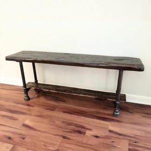 Steel and Pine Wood Bench