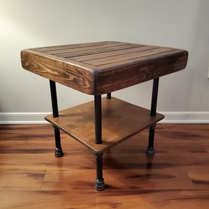 Steel and Wood Side Table - Weathered Design - Free Shipping