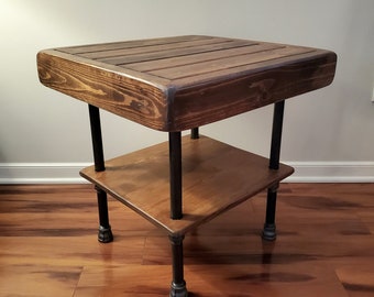 Steel and Wood Side Table - Weathered Design - Free Shipping