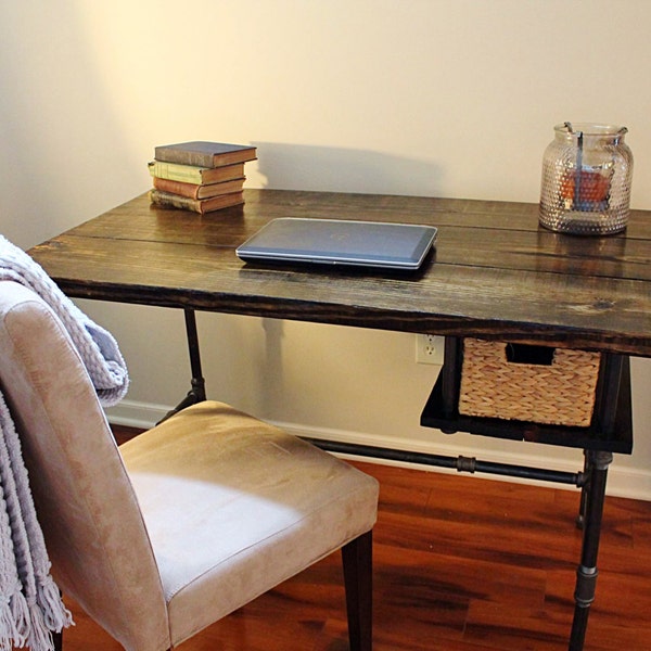 Steel and Wood Desk w/ Shelf