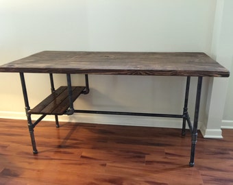 Steel and Wood Desk w/ Shelf Style 2