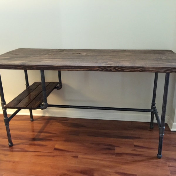 Steel and Wood Desk w/ Shelf Style 2