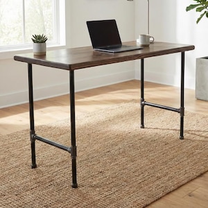 Steel and Wood Desk - Real Wood Furniture - Kitchen Table - Free Shipping