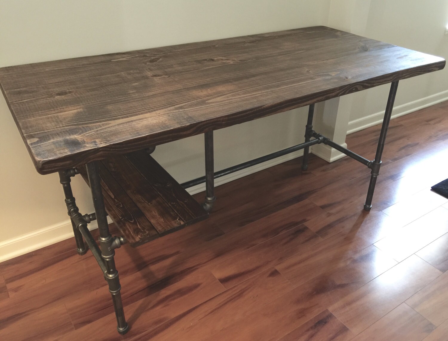 Steel and Wood Desk W/ Shelf Style 2 Etsy