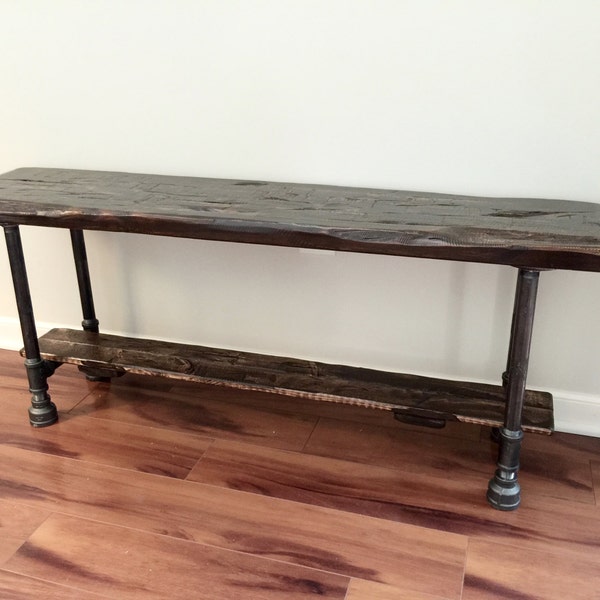 Steel and Pine Wood Bench