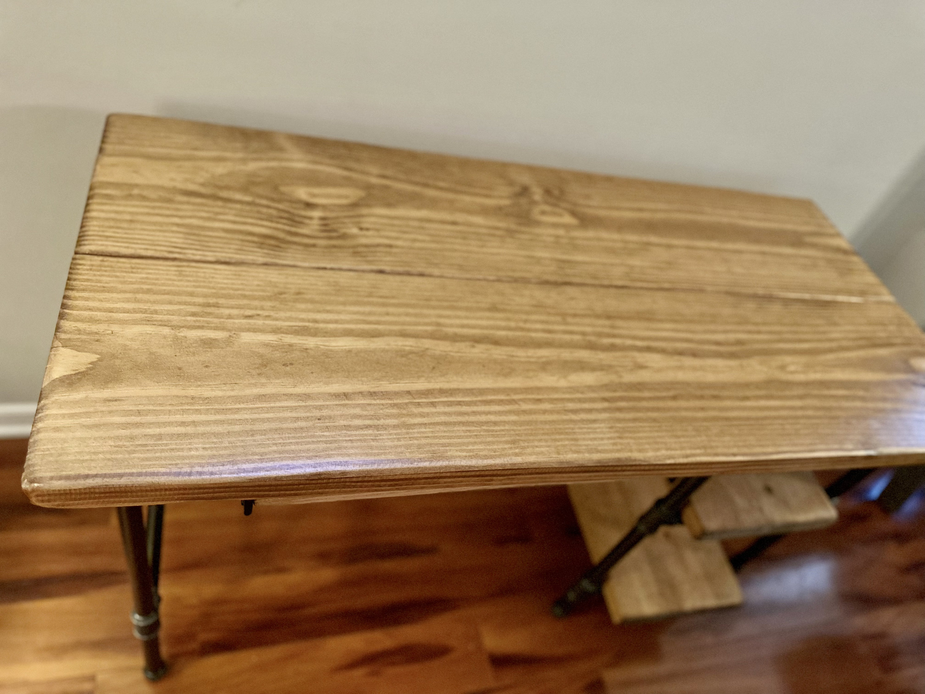 Buy Steel and Wood Desk - Office Iron Pipe Desk With 2 Shelves and