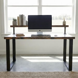 Steel and Wood Desk - Square Leg Style - Gaming Desk