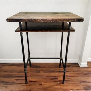 Standing Steel and Wood Desk w/ Shelf