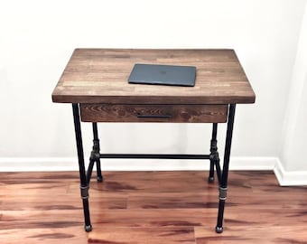 Solidwood Desk with Steel Legs & Pencil Drawer