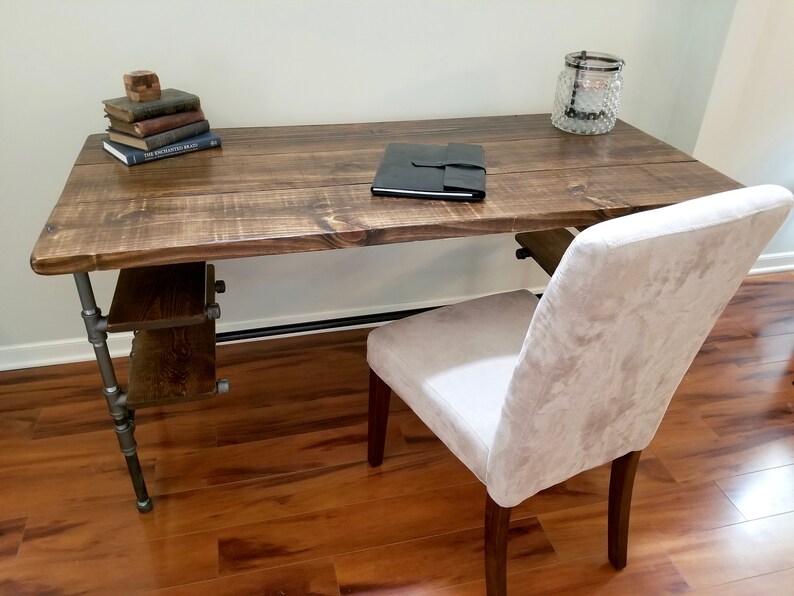 Steel and Wood Desk Office Iron Pipe Desk With 4 Desk Etsy