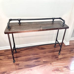 Steel and Pine Wood Long Console / Bar Table - Entry Way Table - Couch Table - Real Wood Furniture