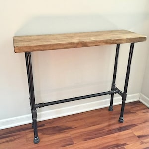 Steel and Pine Wood Console Table- Entry Way Table - Real Solid Wood Furniture