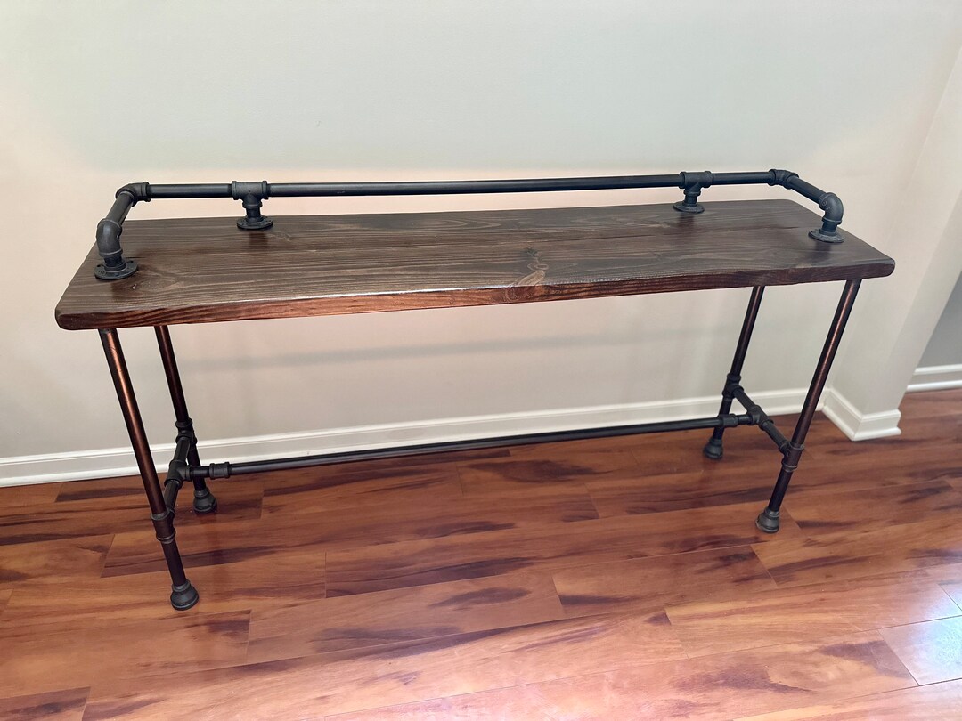 Steel and Pine Wood Long Console / Bar Table Entry Way Table Farmhouse Table Real Wood Furniture