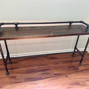 Steel and Pine Wood Long Console / Bar Table - Entry Way Table - Farmhouse Table - Real Wood Furniture