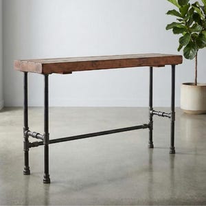 Steel and Wood Bar Table - Couch Table - 3.5in Thick Table Top and Large 1" Pipe