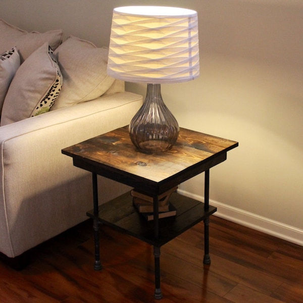 Steel and Wood Side Table - Free Shipping